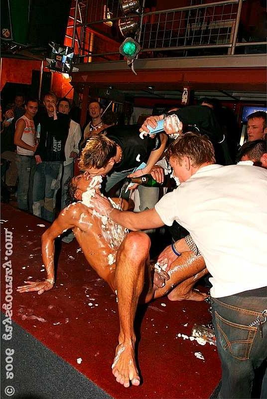 20P Gay strippers party with men licking whipped cream