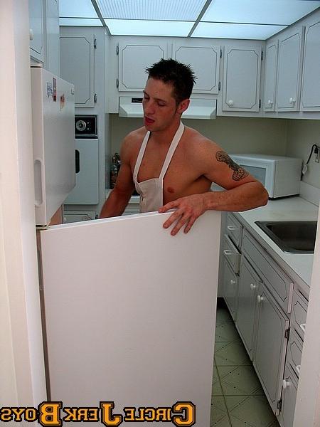 14P Horny hunk chef posing in his bike shorts