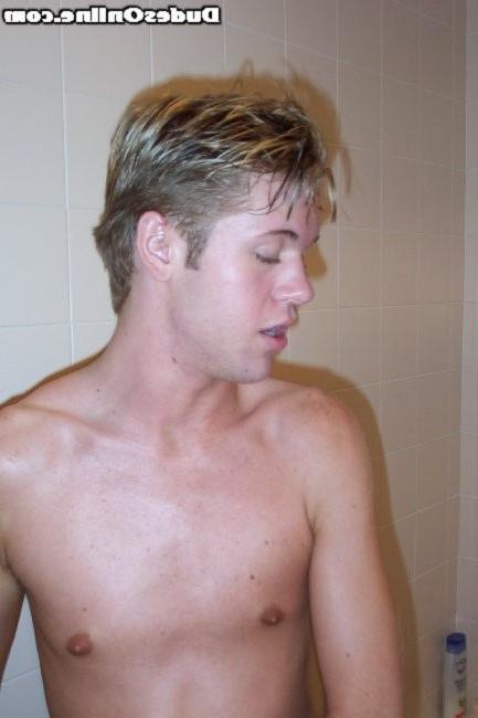 15P cute gay stud working out and showering