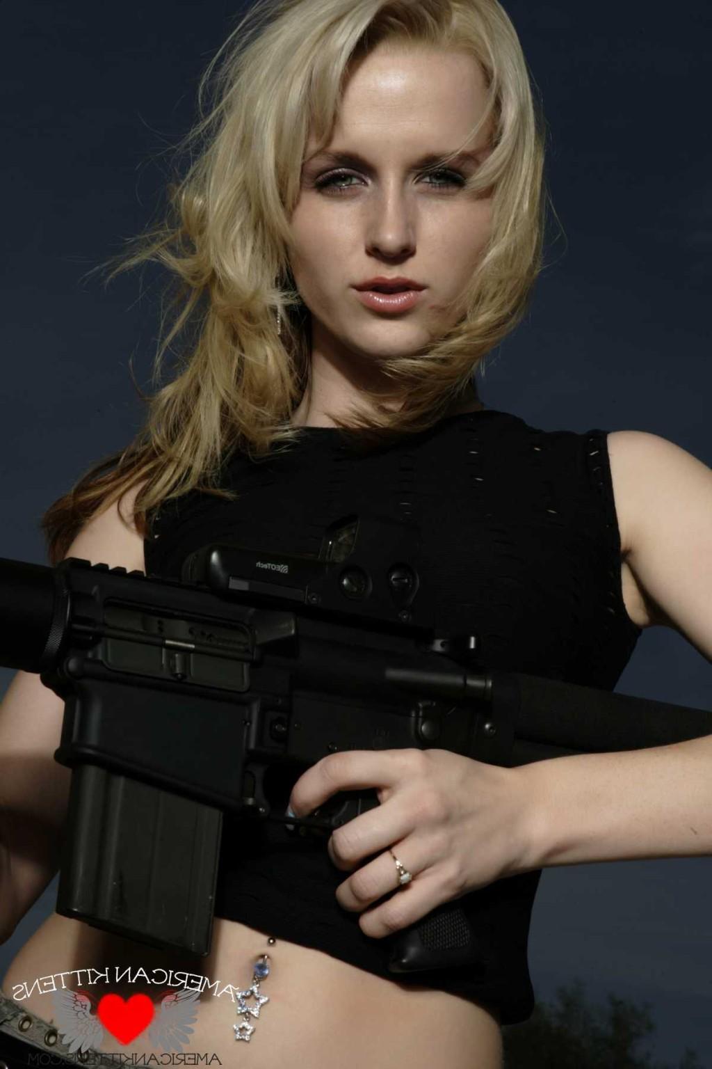 18P Jenny got a gun and she looks hot as hell holding it but I like her topless bett