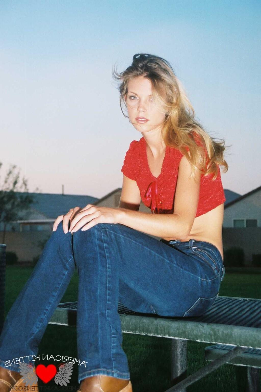 18P Ashley is outside on the play ground in tight jeans and a tiny red top I love to