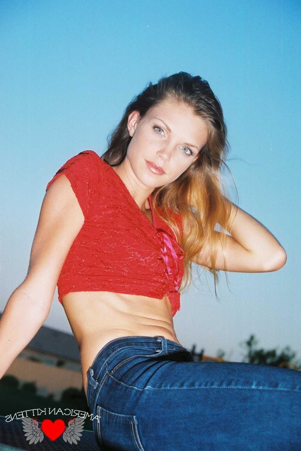 18P Ashley is outside on the play ground in tight jeans and a tiny red top I love to