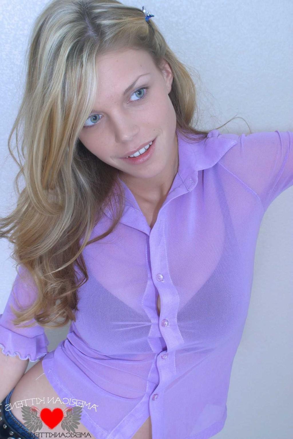 18P Ashley wearing a sheer purple top black bra and super tight jeans I love tight j