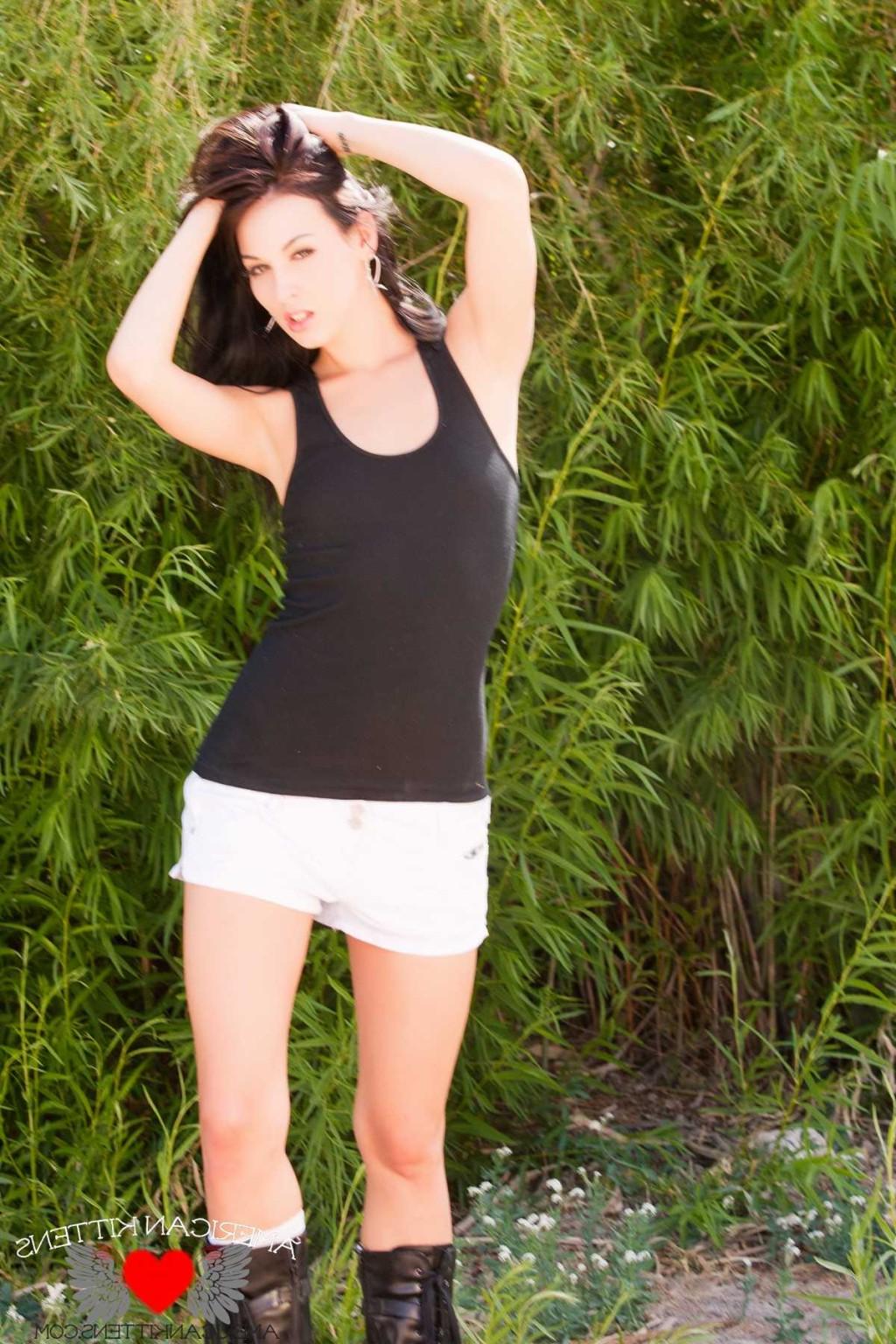 18P Reanna Mae white wicked weasel panties at the park and loosing the top and short