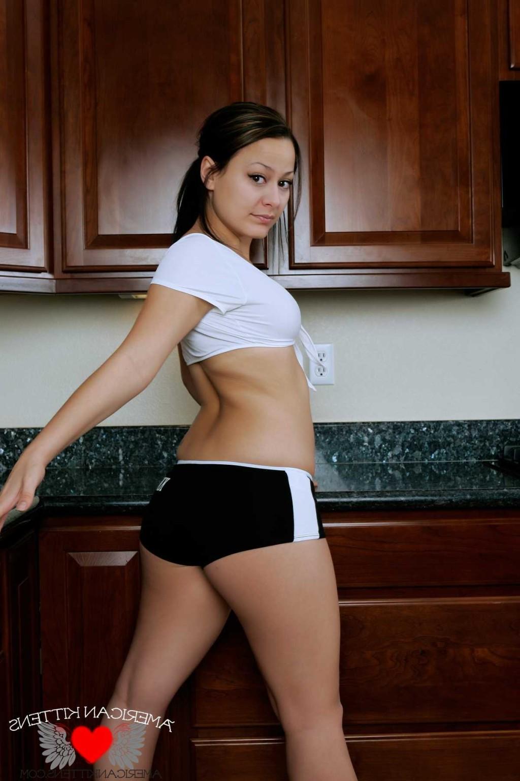 18P Daisy topless in the kitchen and wearing sheer white panties