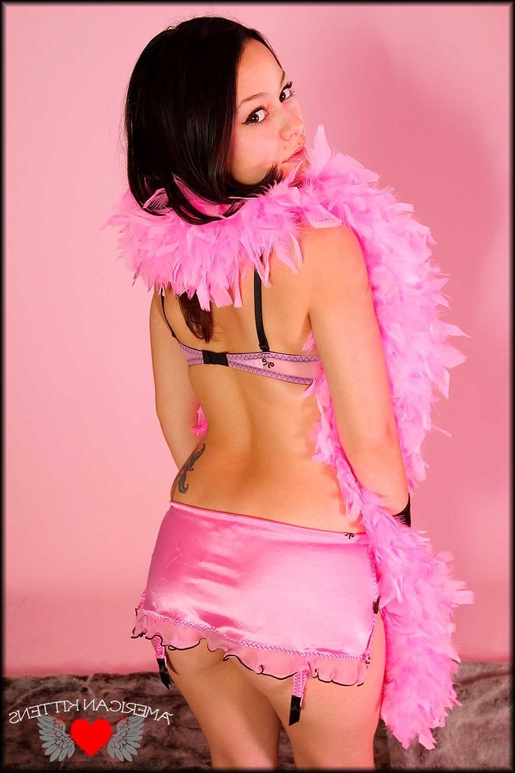 18P Daisy is so pretty in pink and I love the feather boa Daisy looks so hot