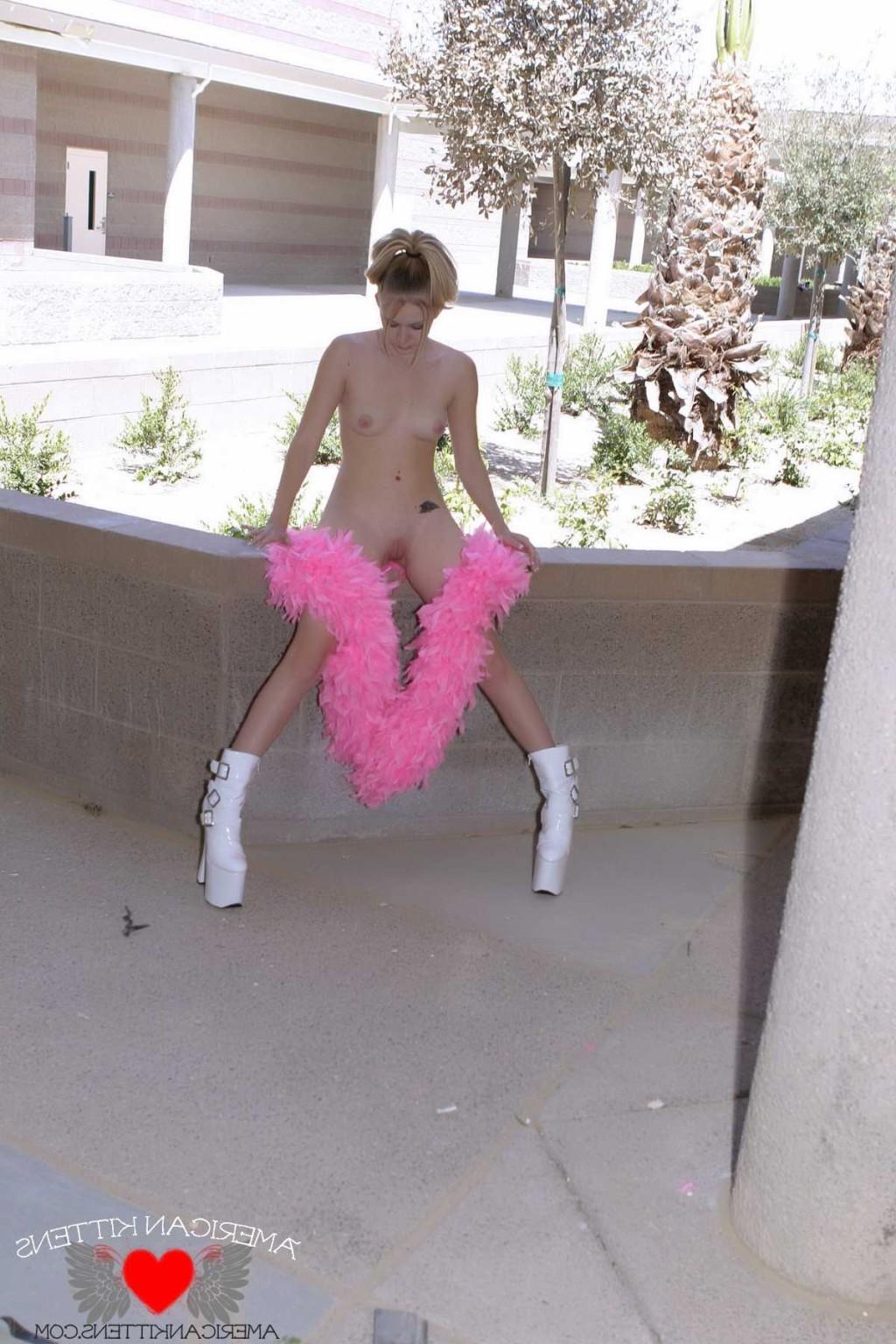 18P Ashlee high heel boots and pink feather boa and nothing else and you dont need m