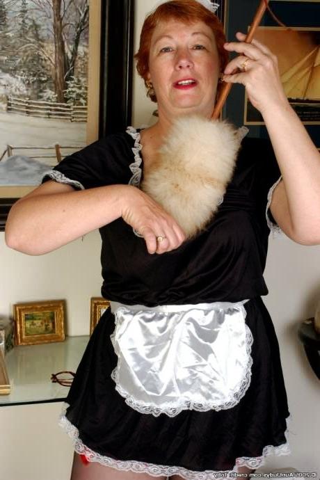 16P Plump Fiftyish Maid Naughtily Losing Her Uniform