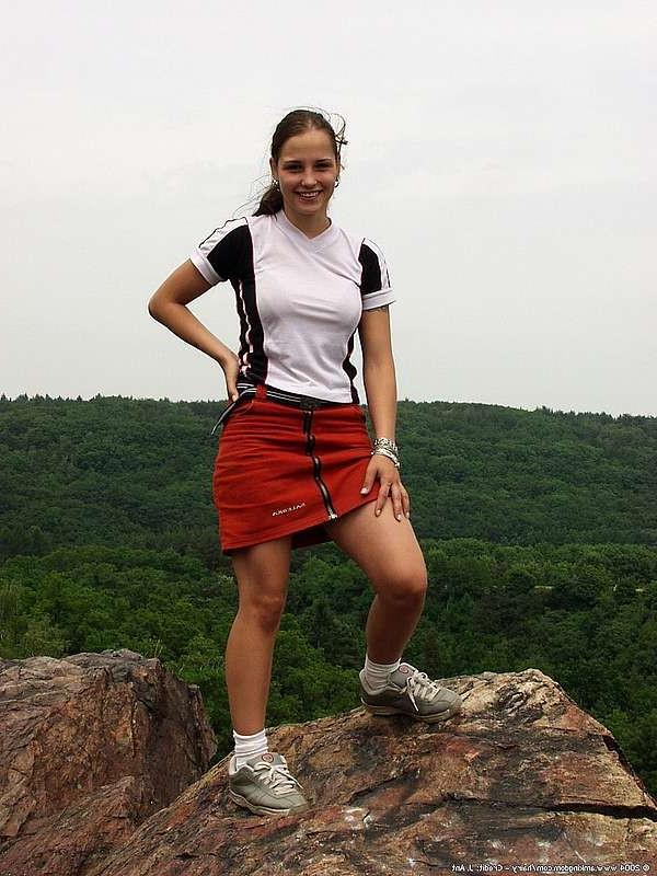 15P Hiker suntanning her big tits and hairy fuck hole