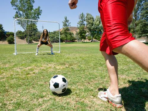 4P Busty Soccer Player takes home her very own cock slave