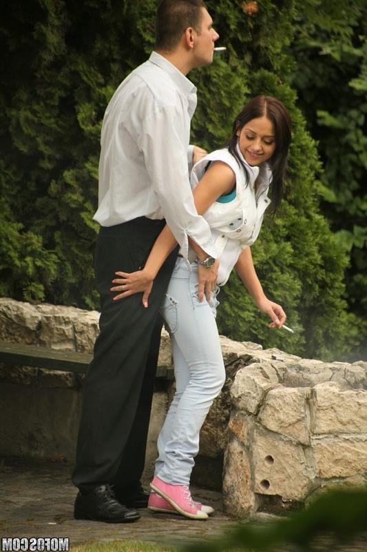 16P Hungarian babe gets banged on a public park bench
