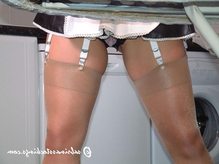 16P housewife maid showing panties and stockings