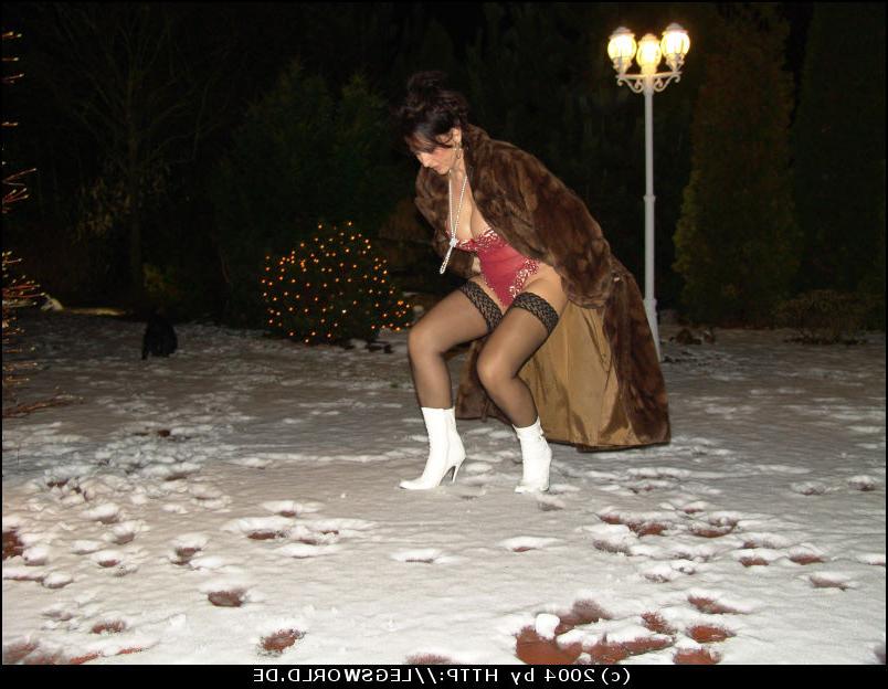 12P Busty german lady B in stockings and fur coat