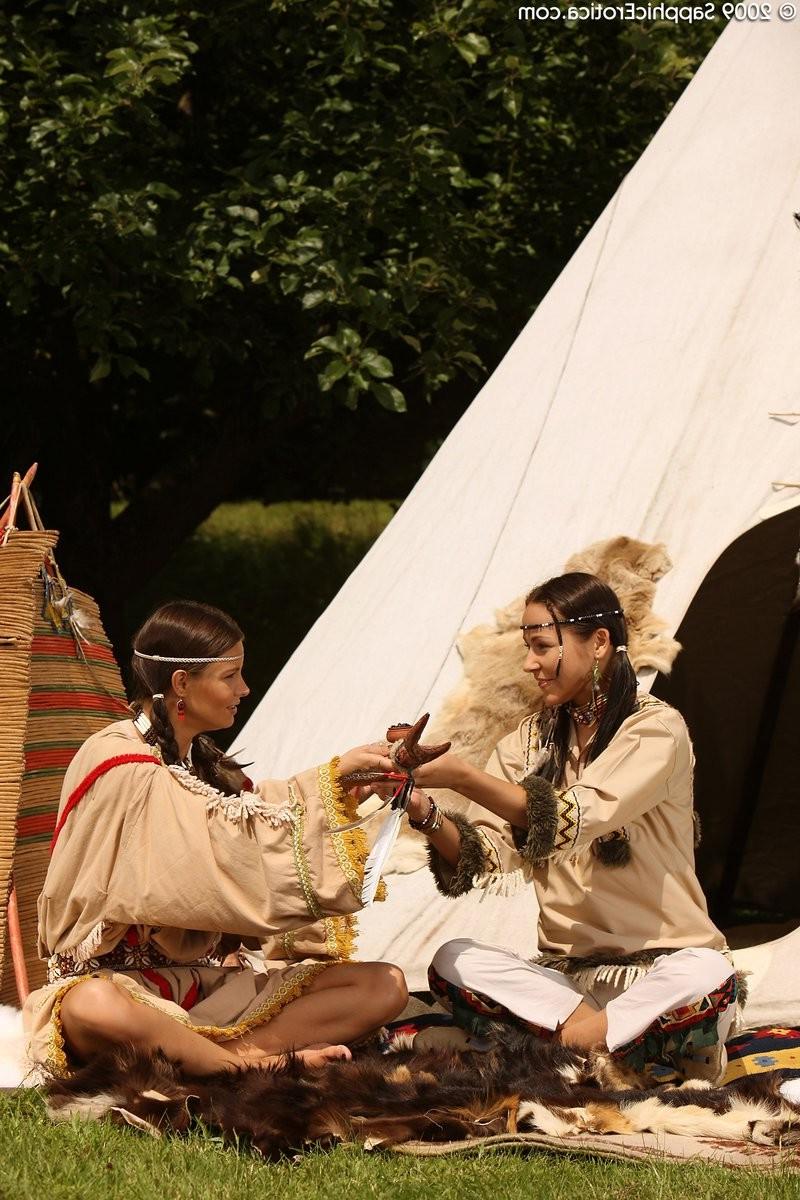16P Native american cuties lap butts and finger pussies by tipi