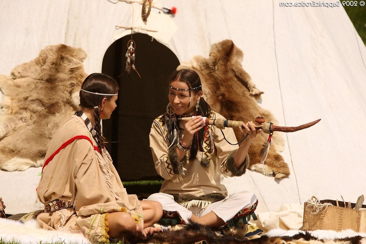 16P Native american cuties lap butts and finger pussies by tipi