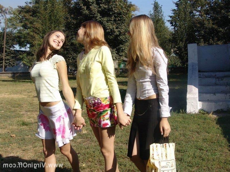 15P Three very petite teen cuties getting frisky outdoors