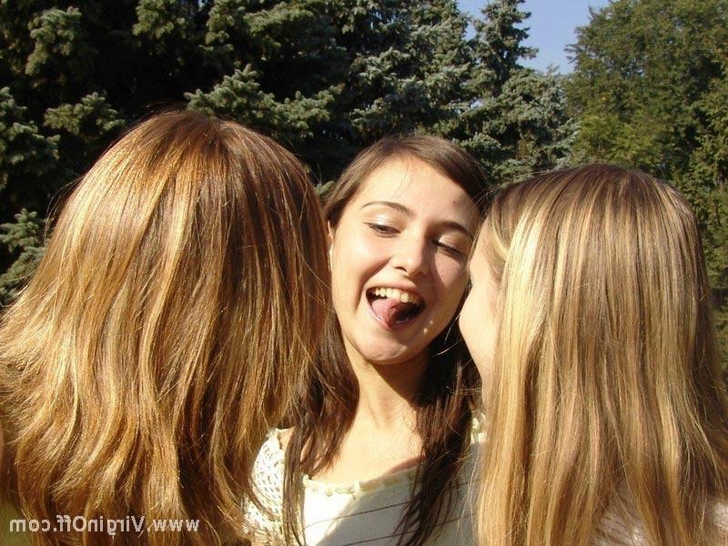 15P Three very petite teen cuties getting frisky outdoors