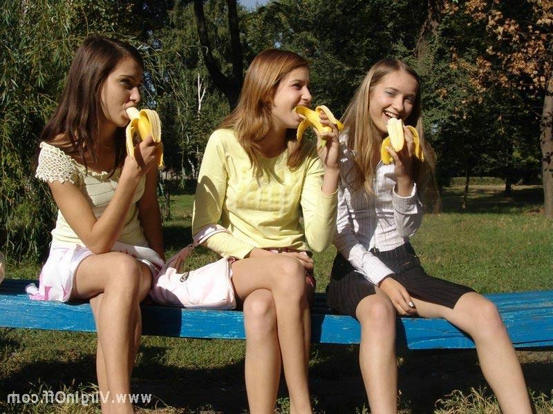 15P Three very petite teen cuties getting frisky outdoors