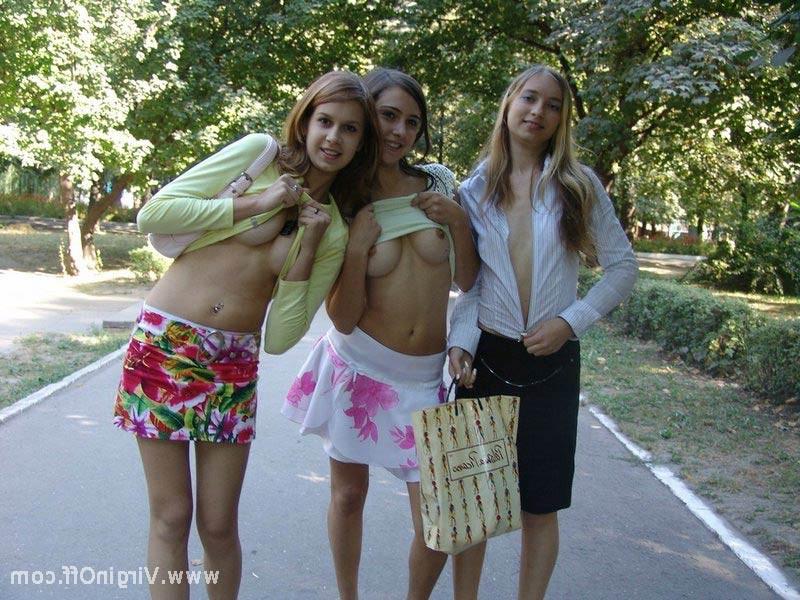 15P Three very petite teen cuties getting frisky outdoors