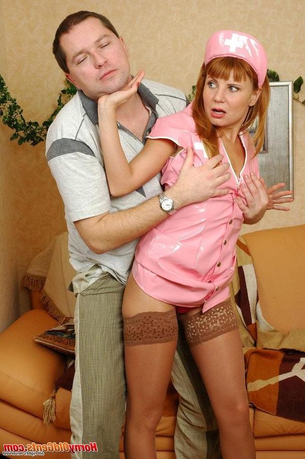 20P This rich guy gets his maid to wear stockings while he fucks her