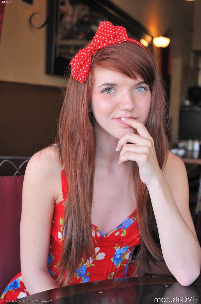 16P Amazing redhead showing hot perky tits and rubbing her pussy