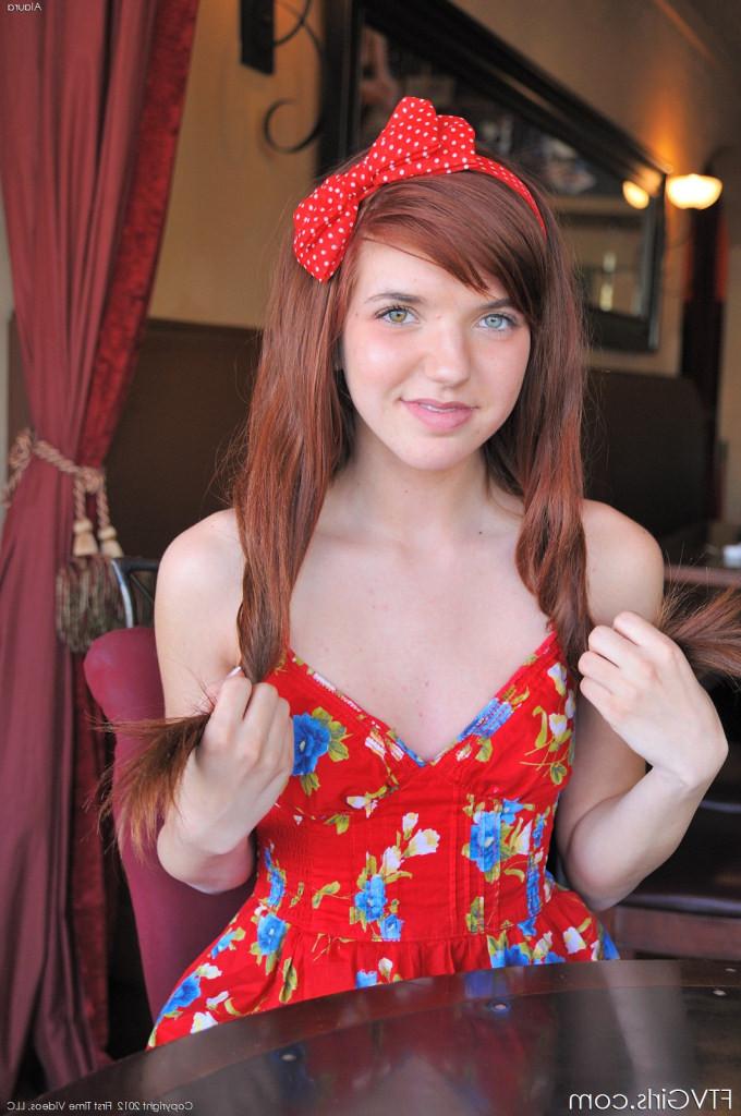 16P Amazing redhead showing hot perky tits and rubbing her pussy