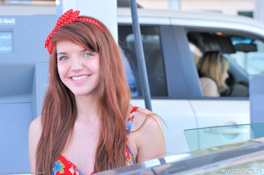 16P Amazing redhead showing hot perky tits and rubbing her pussy