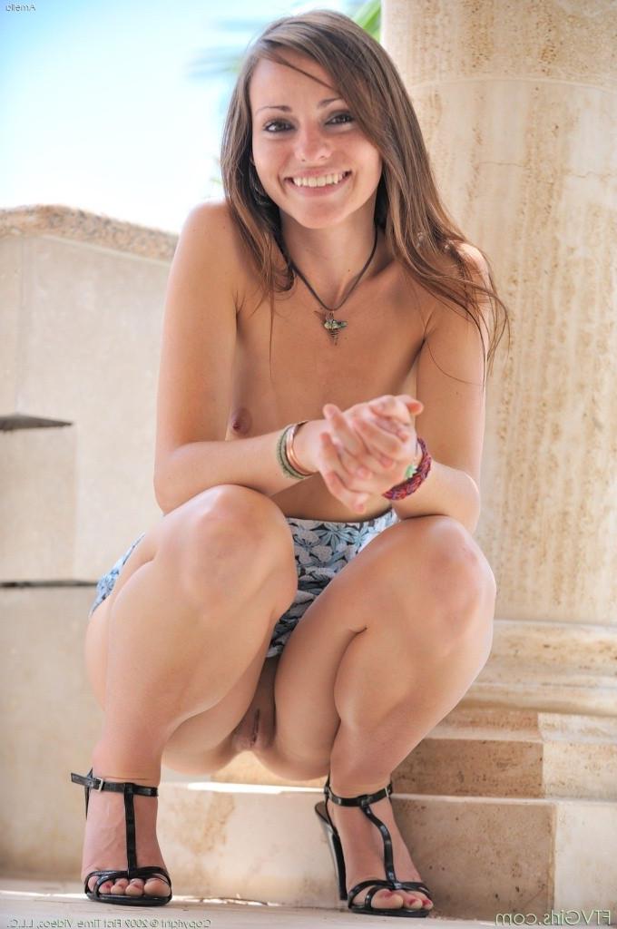 18P Cute brunette babe with hot perky tits finger fucking pink pussy