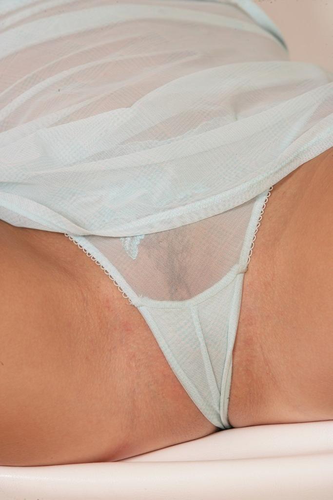 18P Petite teen babe drops panties to spread pussy