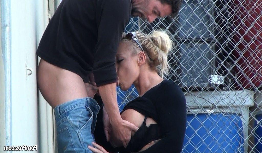 16P Shameless blonde slut caught fucking in public