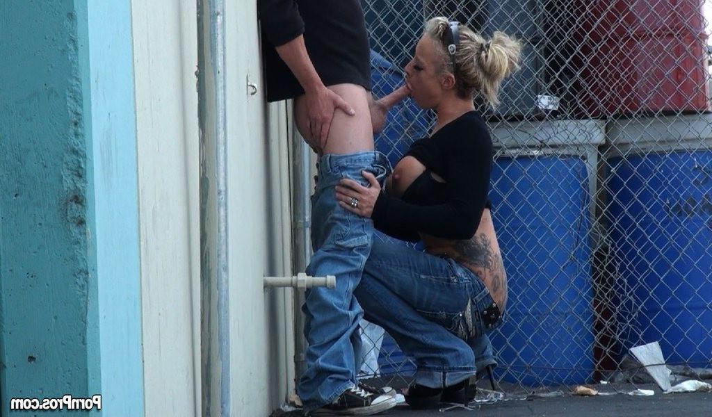 16P Shameless blonde slut caught fucking in public
