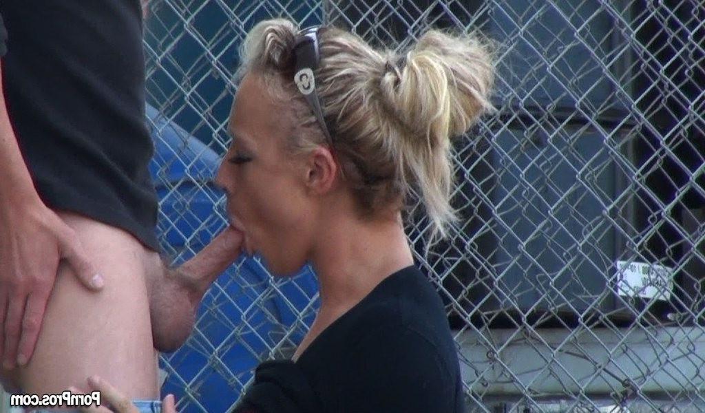 16P Shameless blonde slut caught fucking in public