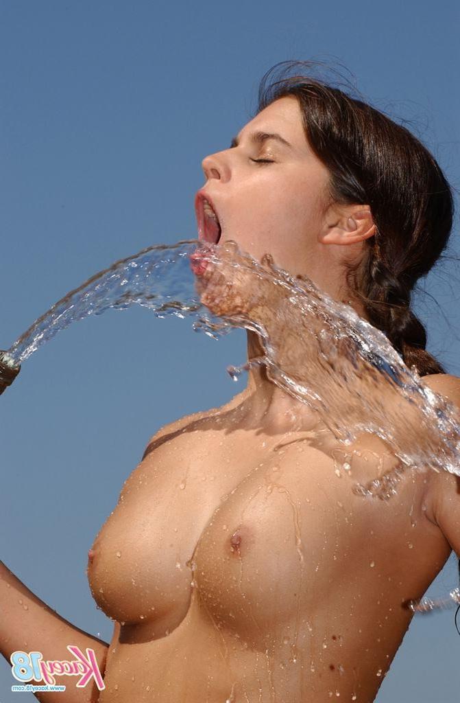 15P Eighteen year old sprays body with garden hose