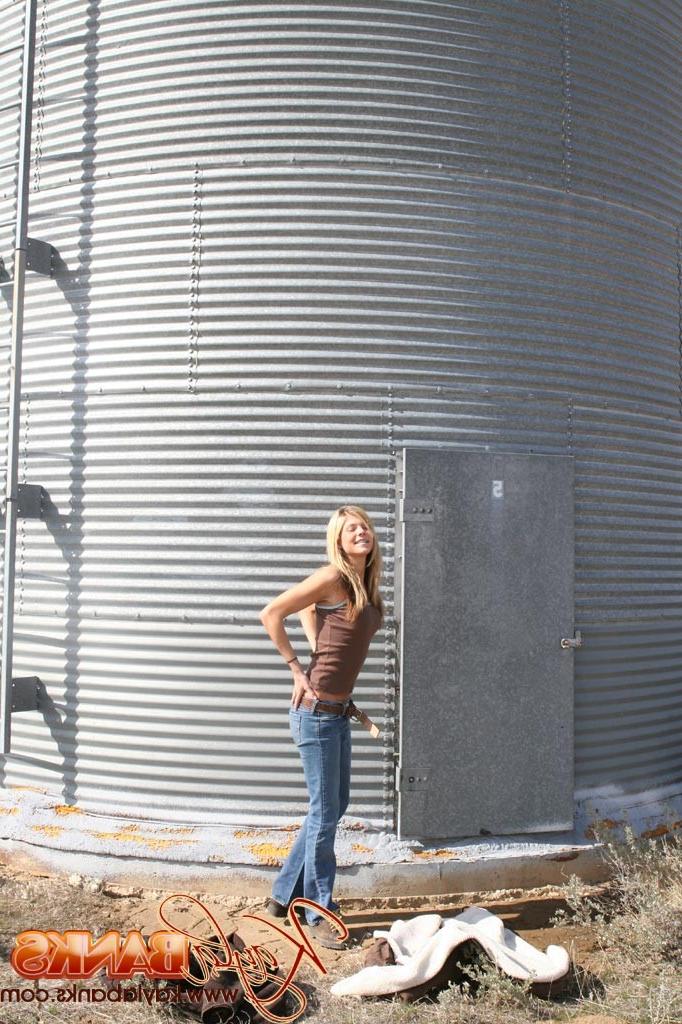 16P Blonde babe teen flashes her perky tits outdoors
