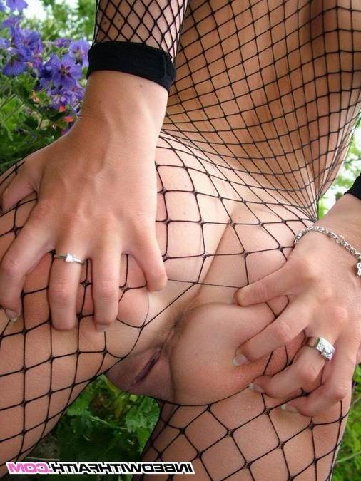 16P blonde teen with big tits posing in a garden