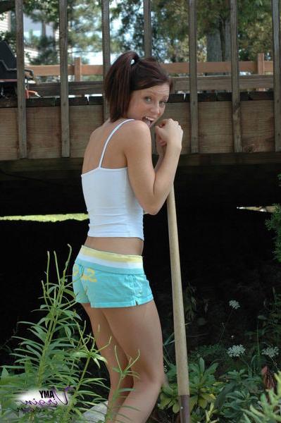 16P naughty babe gets dirty in the garden
