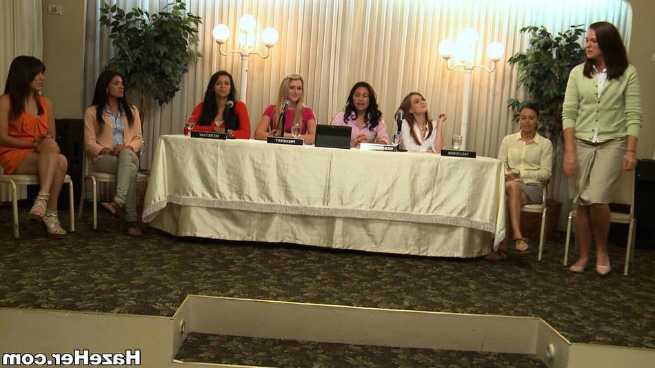15P Busty college teen interviewed and inspected by sorority sisters