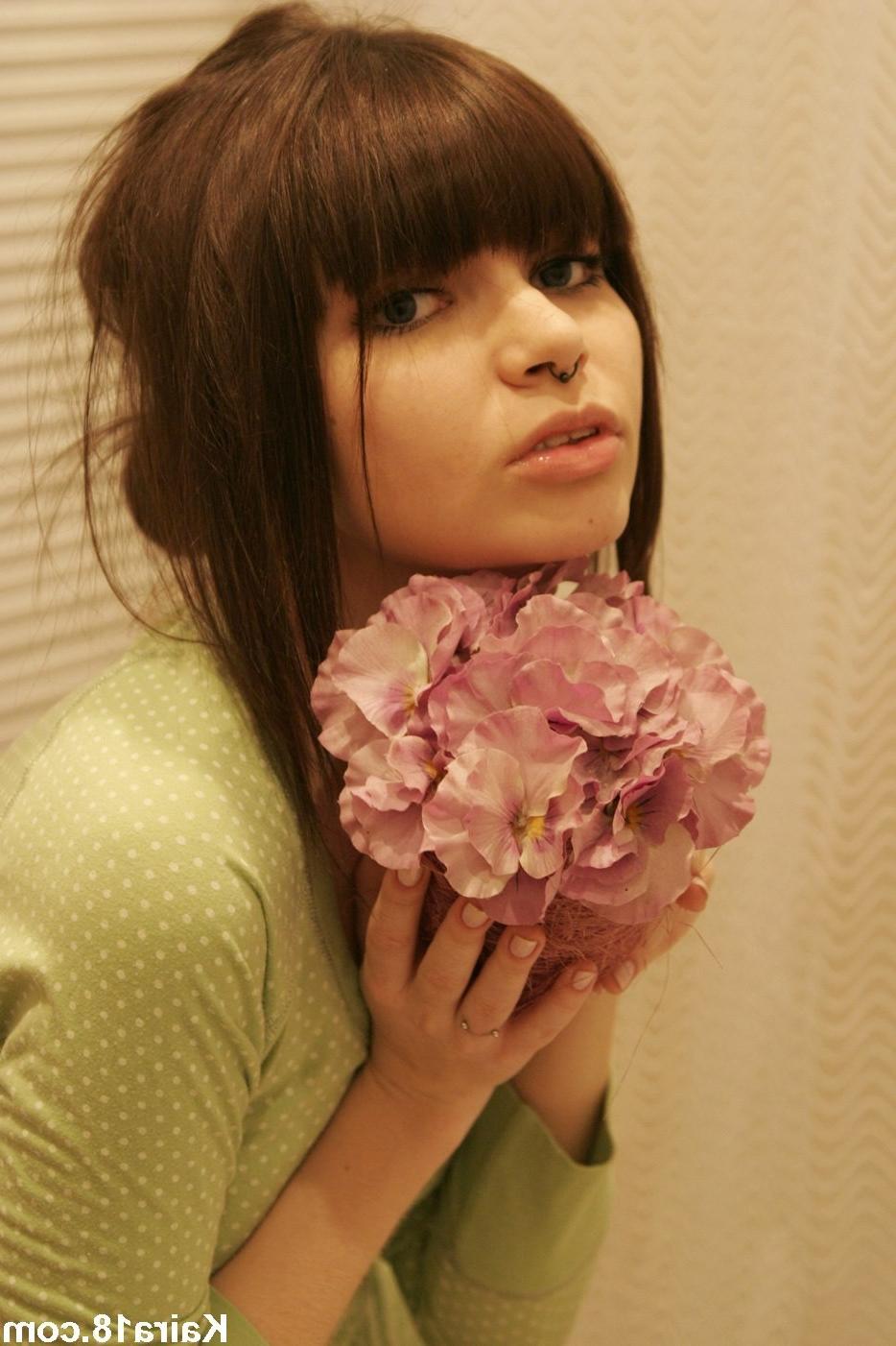 15P Skinny teen emo chick getting ready to take a shower