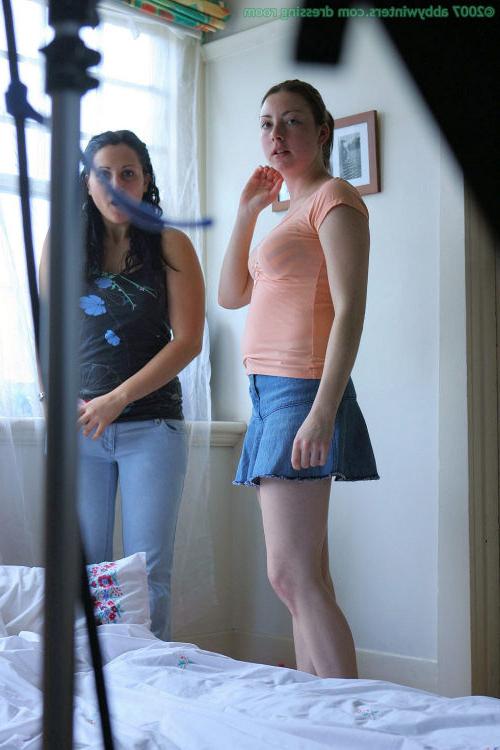 16P Two sweet body unsuspecting neighbor gals caught naked dressing
