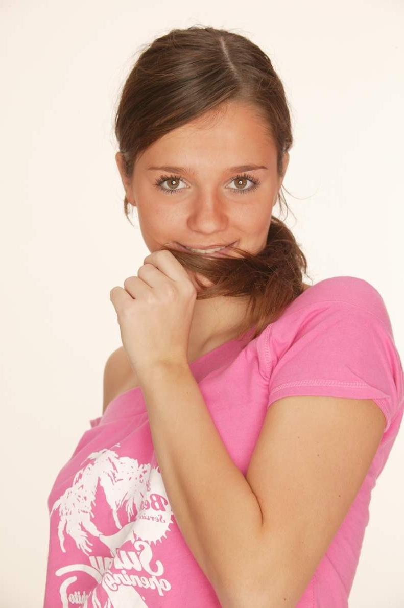 17P Cute petite brunette teen in panties shows her shaved pussy