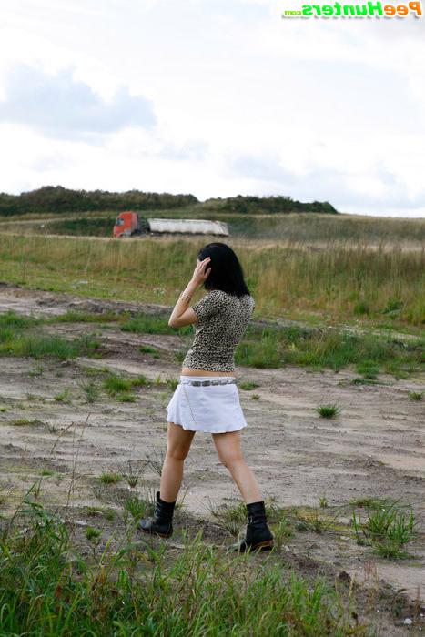 16P Lonely teenage walker caught peeing near the highway