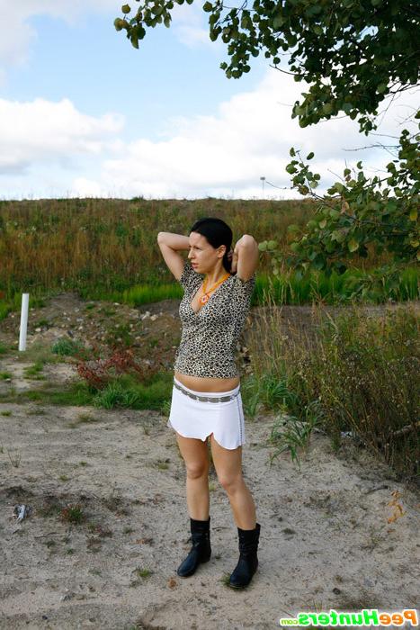 16P Lonely teenage walker caught peeing near the highway