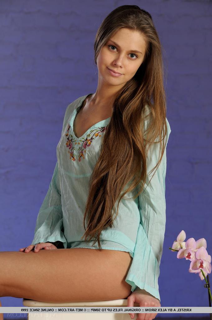 18P Petite teen chick shows her twat