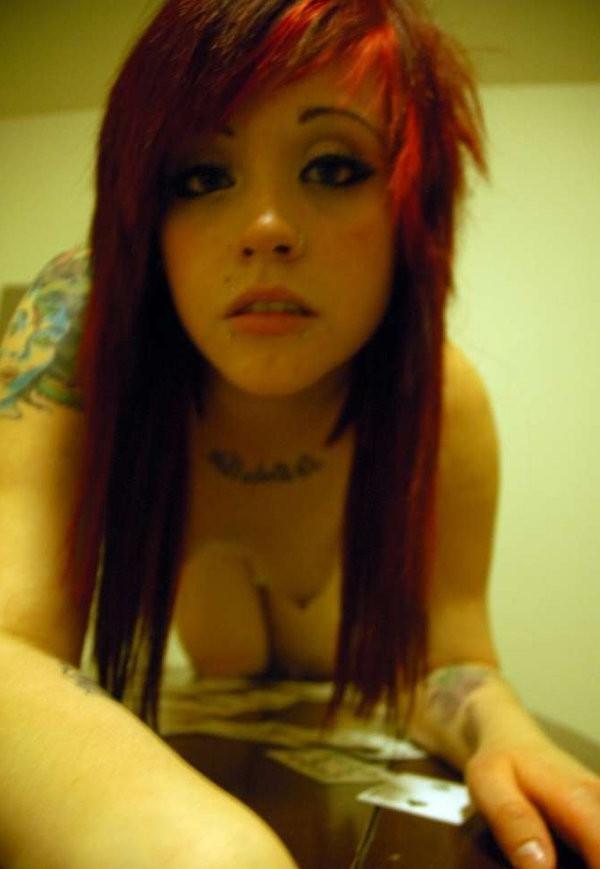 15P Hot Red Headed Emo Flashing Her Tender Perky Tits She Is So Naughty So Sweet