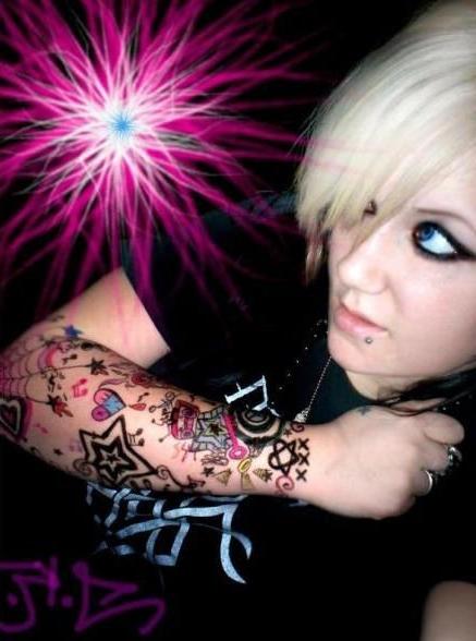 12P Hot Emo Girls Flashing Pale Pink Naked Bodies