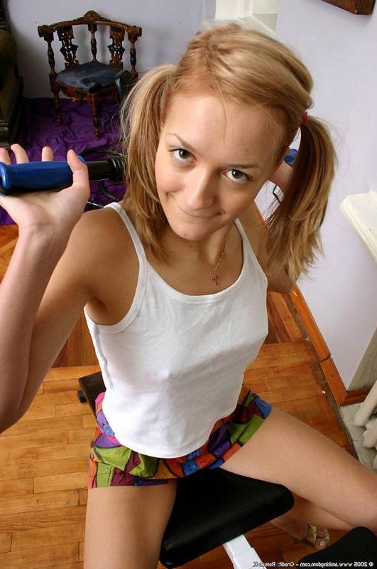 15P Tiny teen masterbates her bald little cunt