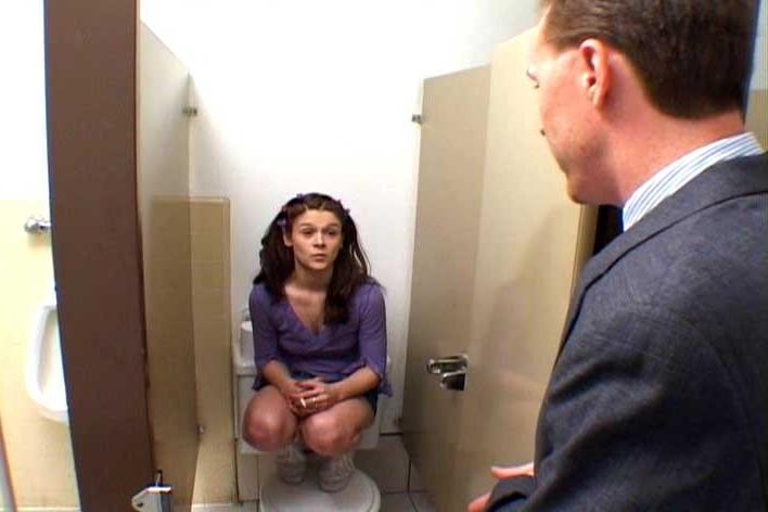 16P coed was caught smoking in a toilet and fucked