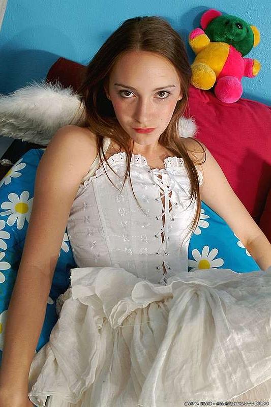 15P Angel with perky tits fingers herself