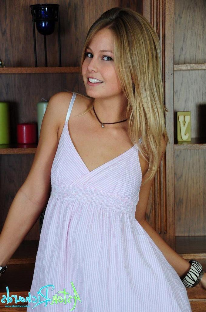 16P Teen with small boobs in white dress
