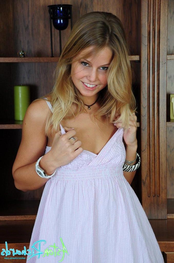 16P Teen with small boobs in white dress